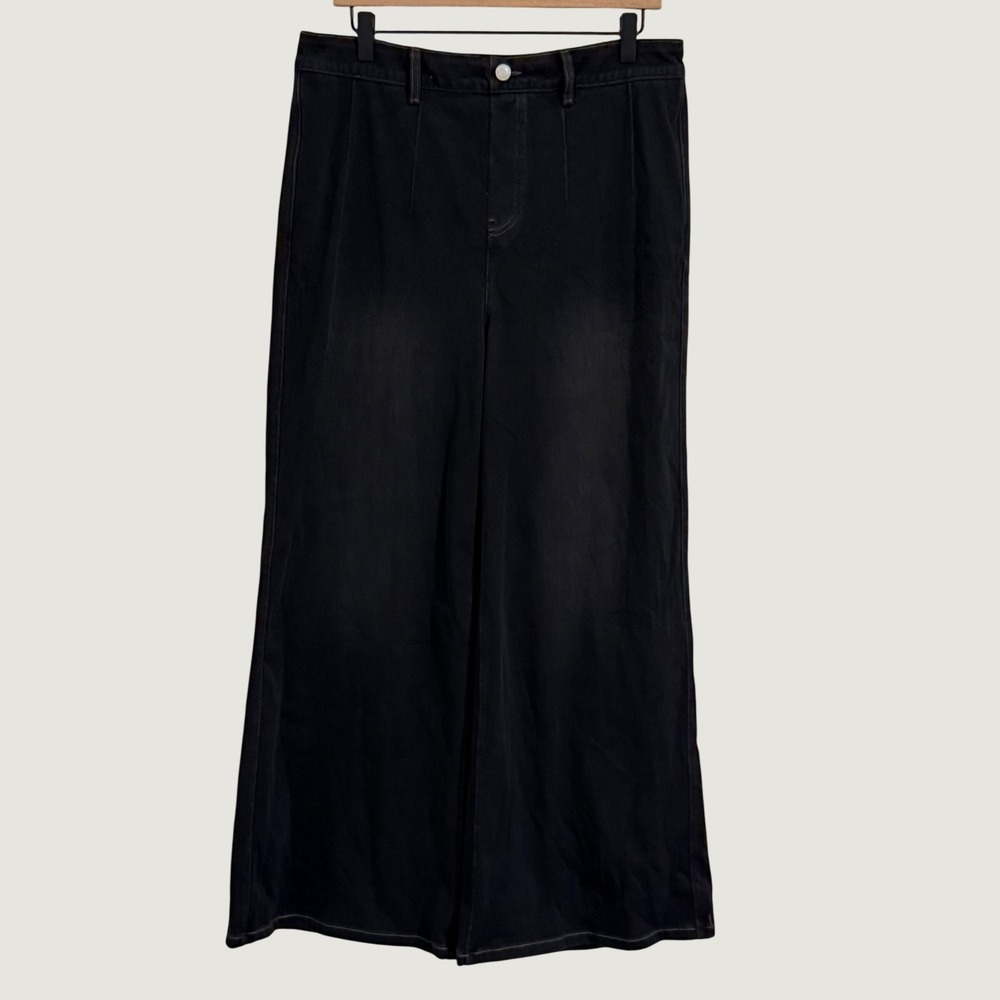 Halara Flex Wide Leg Jeans Womens XL Black High Rise Baggy Stretch Denim Casual